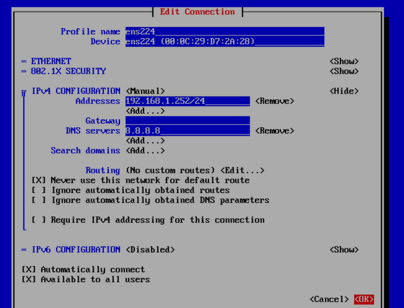 Change configuration